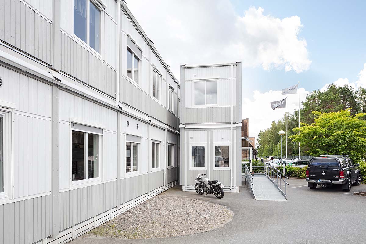 Thule Group kontorsmoduler från Expandia, placerade i Hillerstorp, Småland.